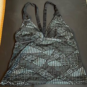 Black and Teal Crochet Tankini Top!